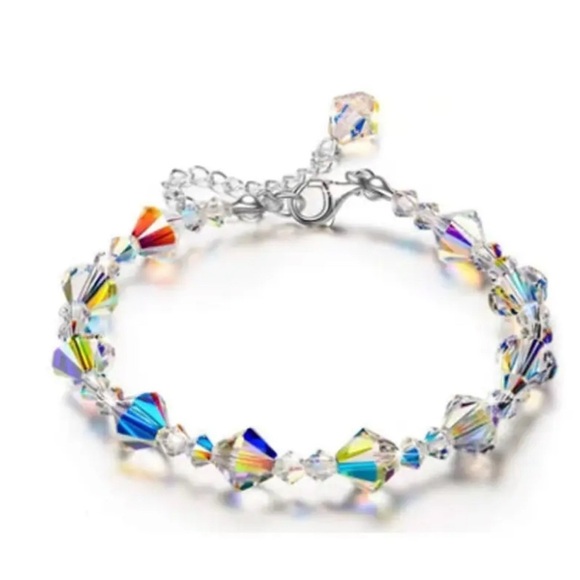 Hand Crafted Jewelry - Austrian Crystal Sparkling White Gold Finish Bracelet